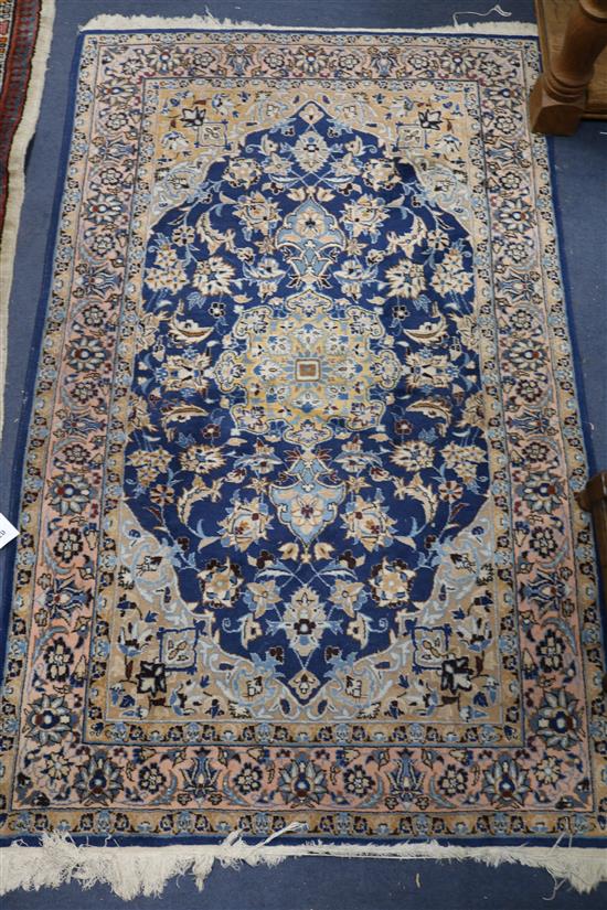 A Qum blue ground runner 166 x 104cm